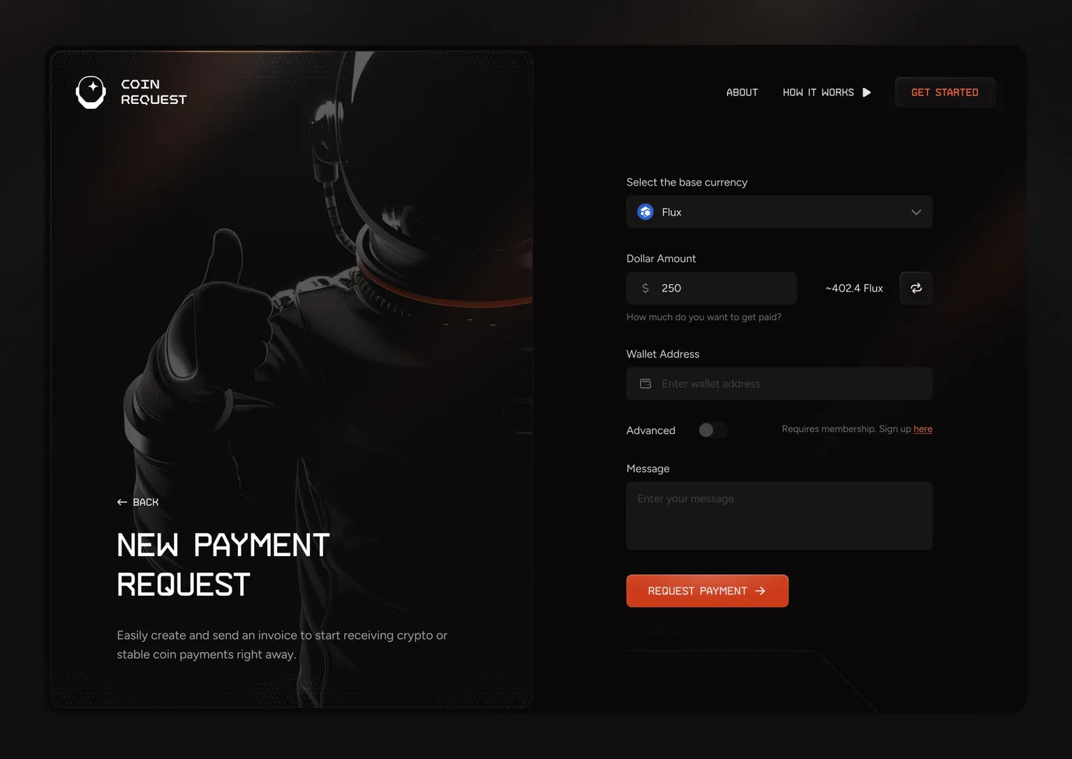 Coin Request Design - Welcome Screen