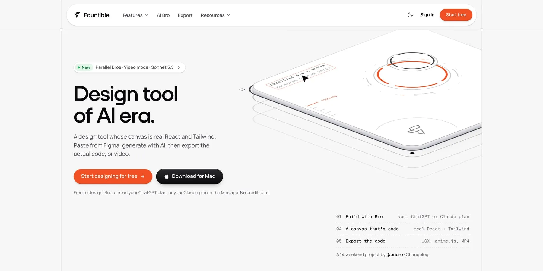 The fountible.com homepage