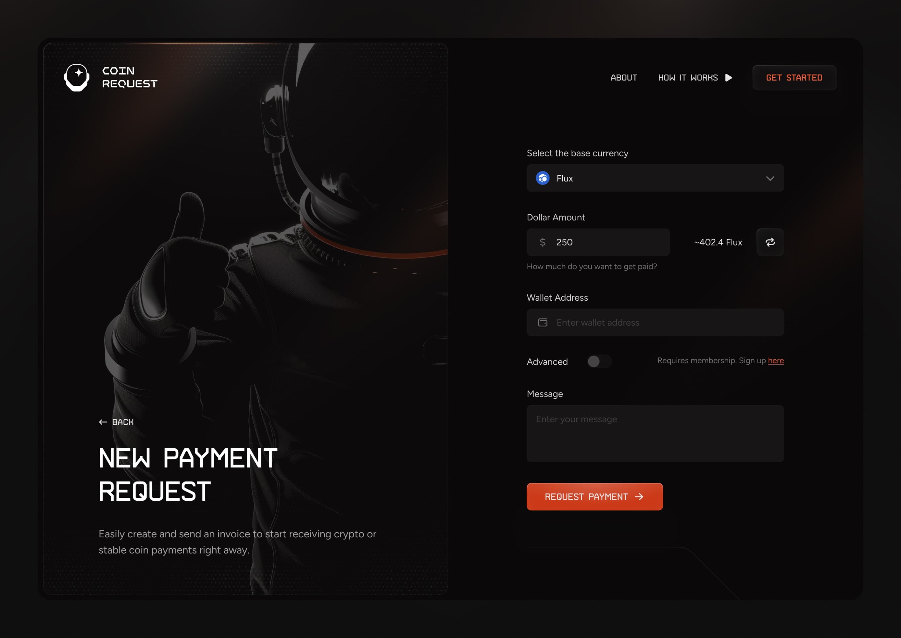 Coin Request Design - Welcome Screen